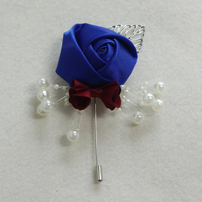 Silk Rose Groom Boutonniere Pin