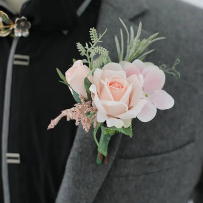 Beige Artificial Rose Wedding Boutonniere