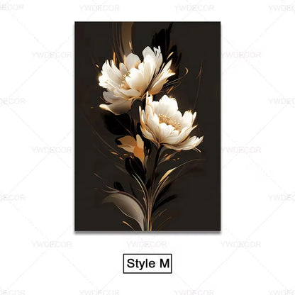 Luxury Black Gold Leaves Canvas