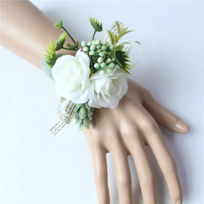 Silk Rose Wedding Boutonniere Corsage