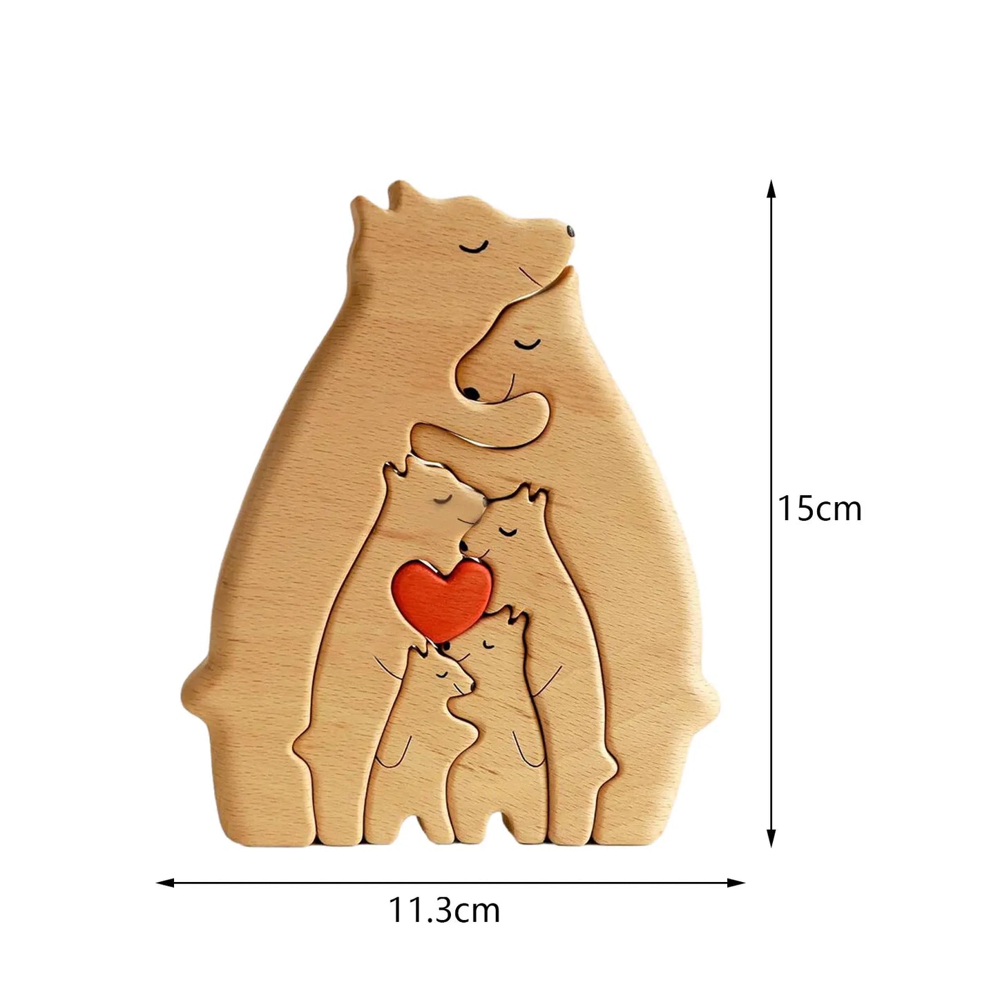 Bear Family Wooden Puzzle Decor