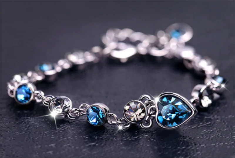 Nautical Blue Heart Charm Bracelet