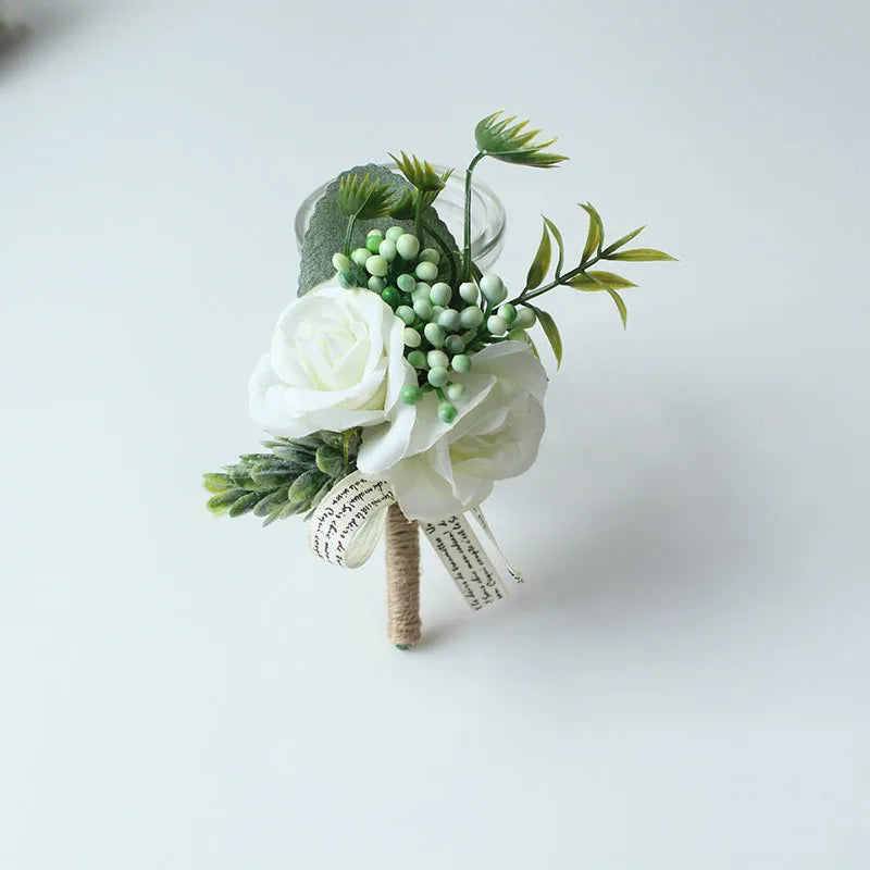 Silk Rose Wedding Boutonniere Corsage