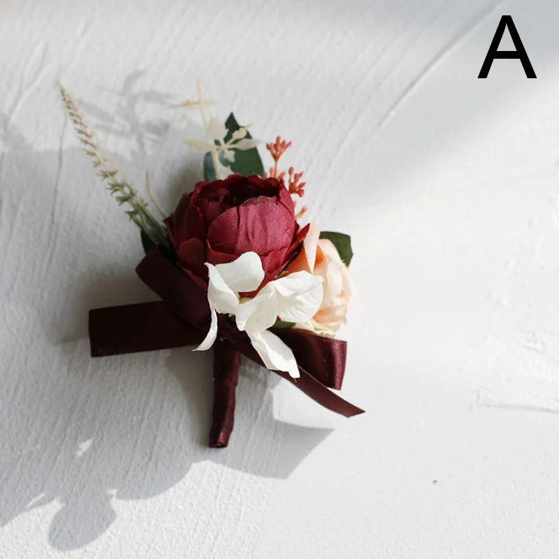 Silk Rose Wedding Boutonniere Pin