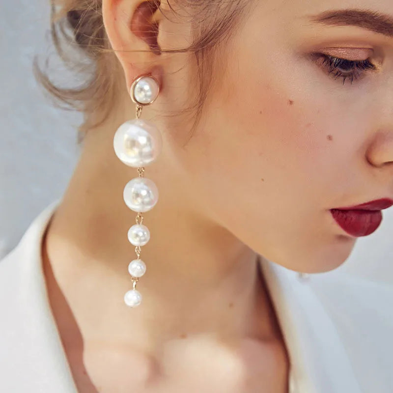 Pearl Tassel Drop Earrings