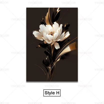 Luxury Black Gold Leaves Canvas