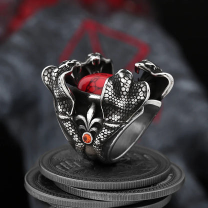 Snake Ring with Crimson Gem