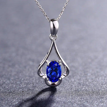 Silver Ruby Oval Necklace Pendant