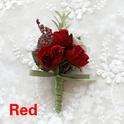 Silk Rose Wedding Boutonniere Pin