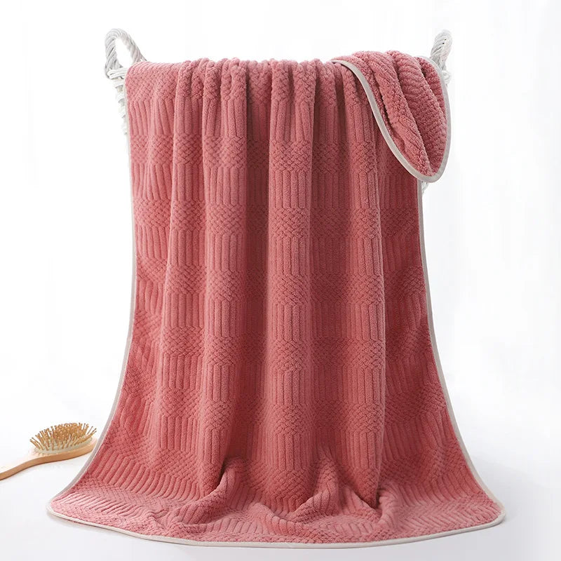 Striped Coral Velvet Hand Towels