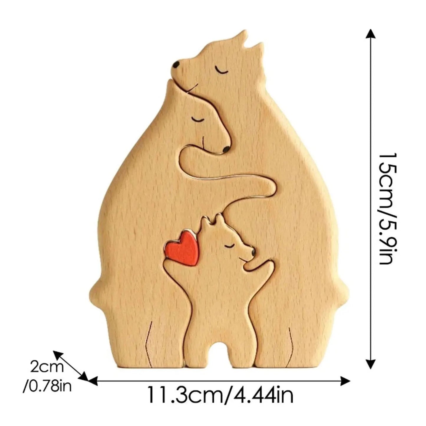 Bear Family Wooden Puzzle Decor