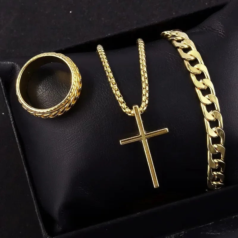 Punk Cross Jewelry Set Men