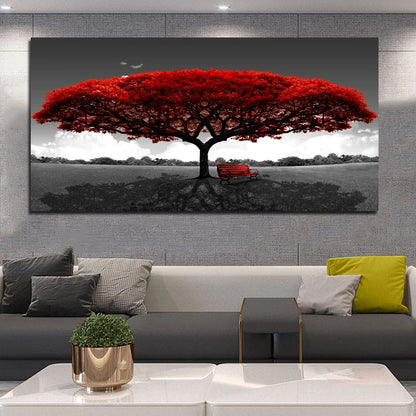 Modern Red Tree Canvas Art