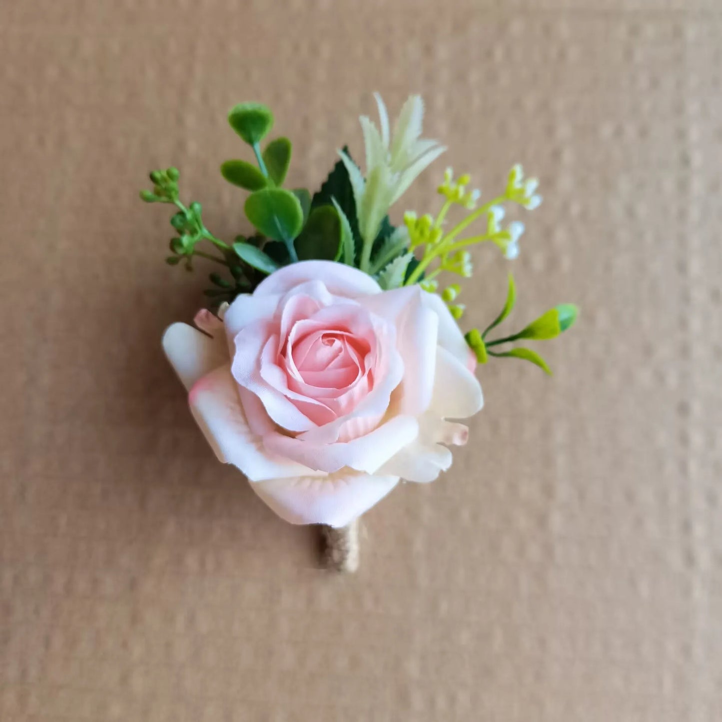 Beige Artificial Rose Wedding Boutonniere