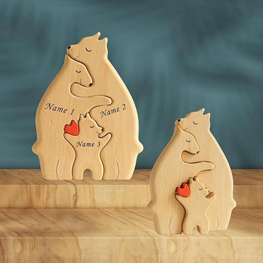 Bear Family Wooden Puzzle Decor