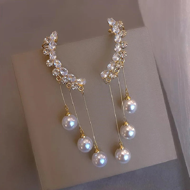 Pearl Tassel Drop Earrings