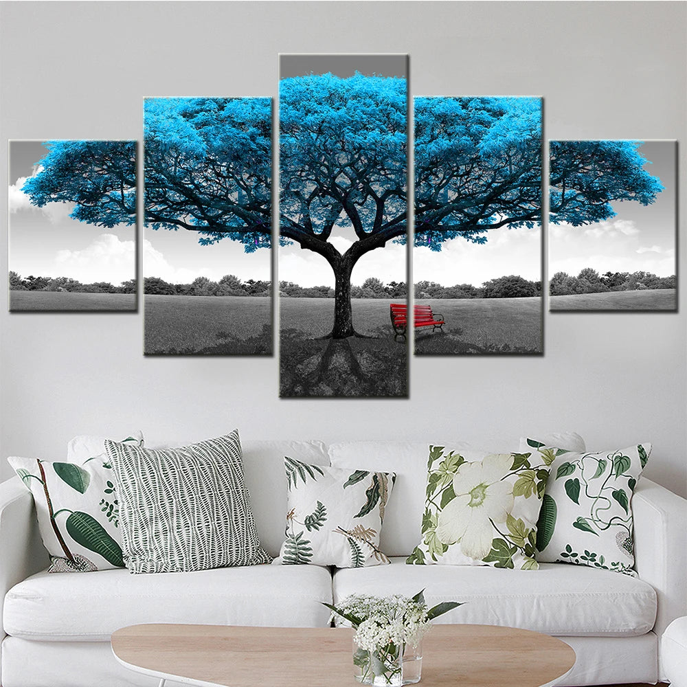 Blue Tree Landscape Canvas Art