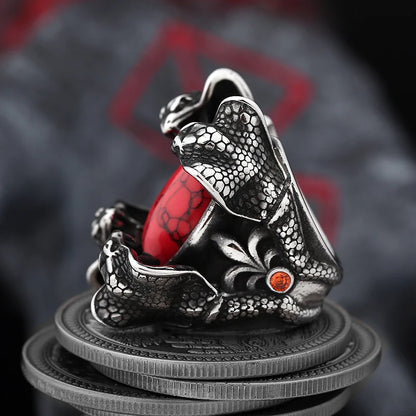 Snake Ring with Crimson Gem