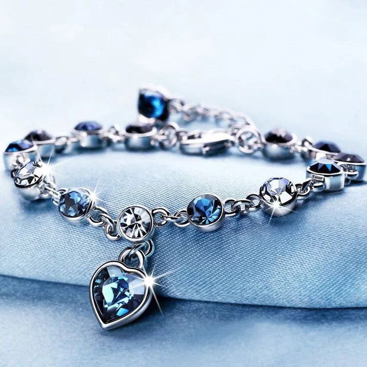 Nautical Blue Heart Charm Bracelet