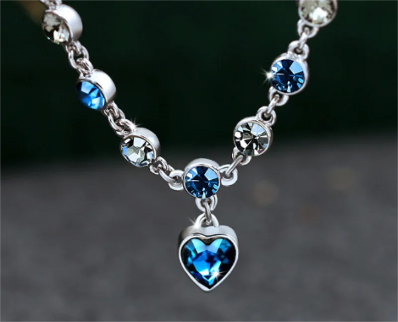 Nautical Blue Heart Charm Bracelet