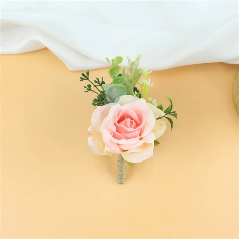 Silk Rose Wedding Boutonniere Corsage