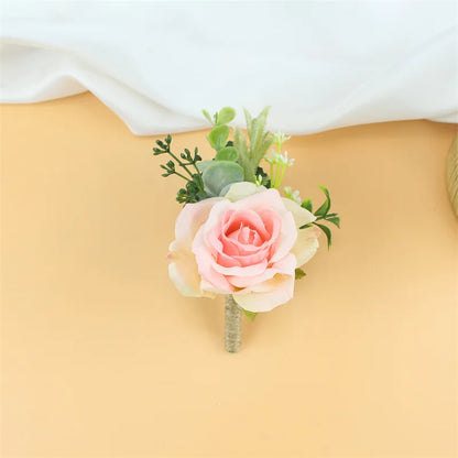 Silk Rose Wedding Boutonniere Corsage