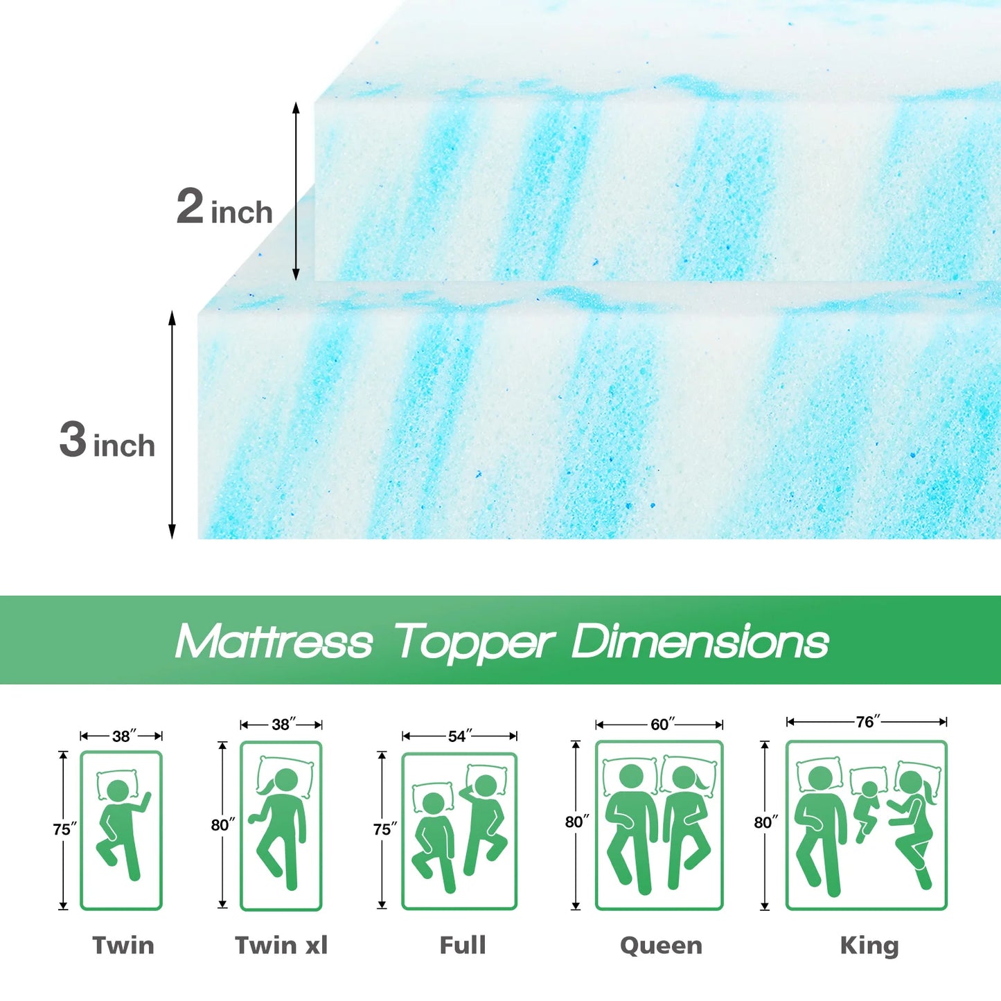 Cooling Gel Memory Foam Topper