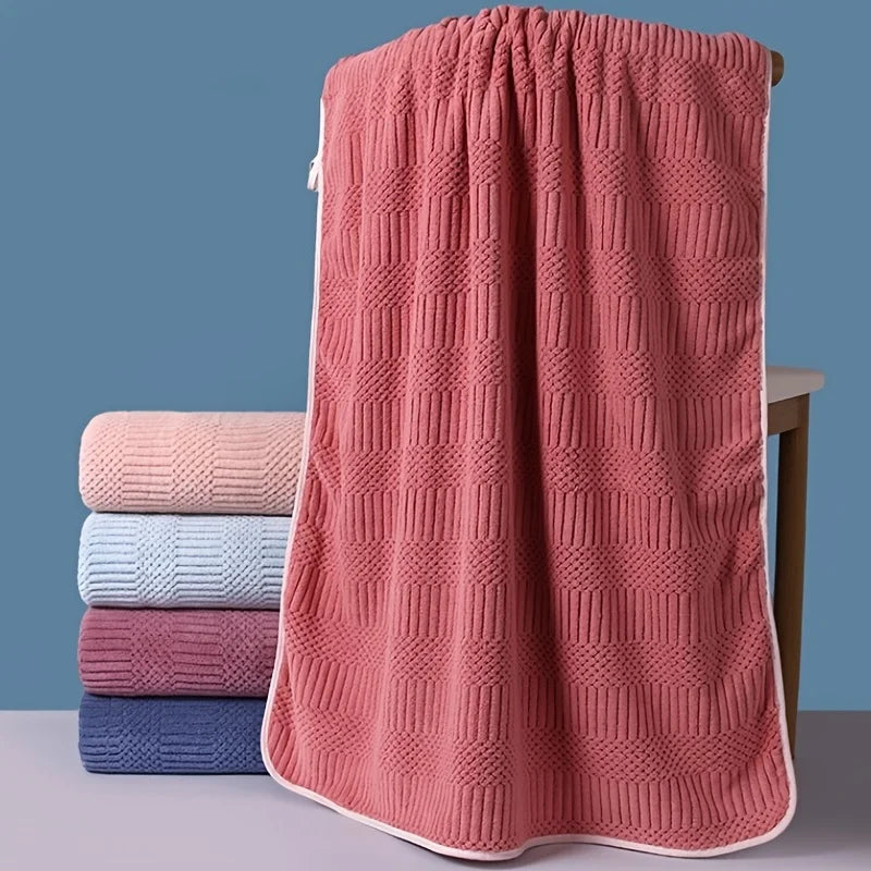 Striped Coral Velvet Hand Towels