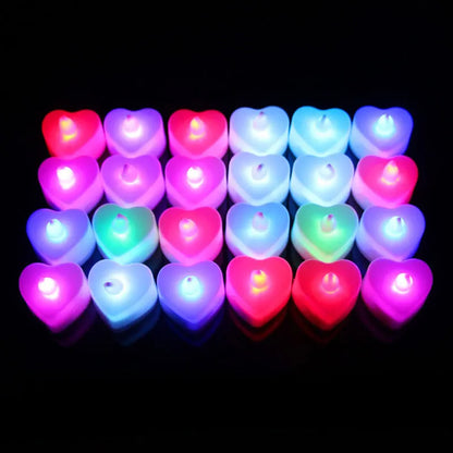 Pack of 12 LED Heart Tealights