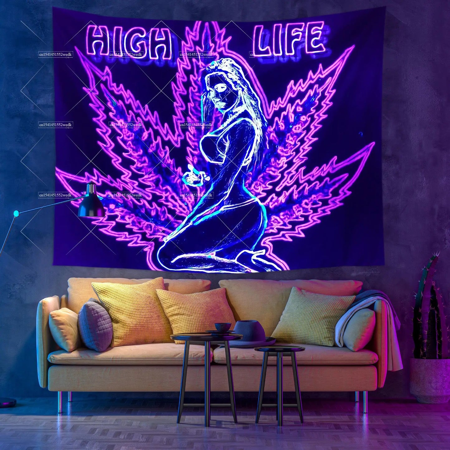 Trippy Blacklight Smoking Tapestry