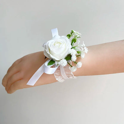 Silk Rose Bridesmaid Corsage Bracelet