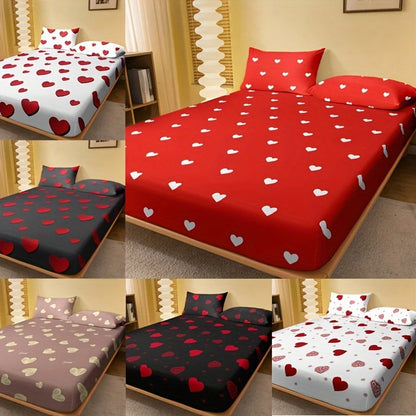 Romantic Heart-Print Bedding Set