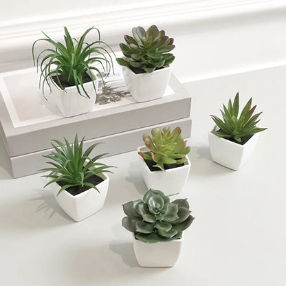 6-Piece Mini Evergreen Artificial Succulent Plants