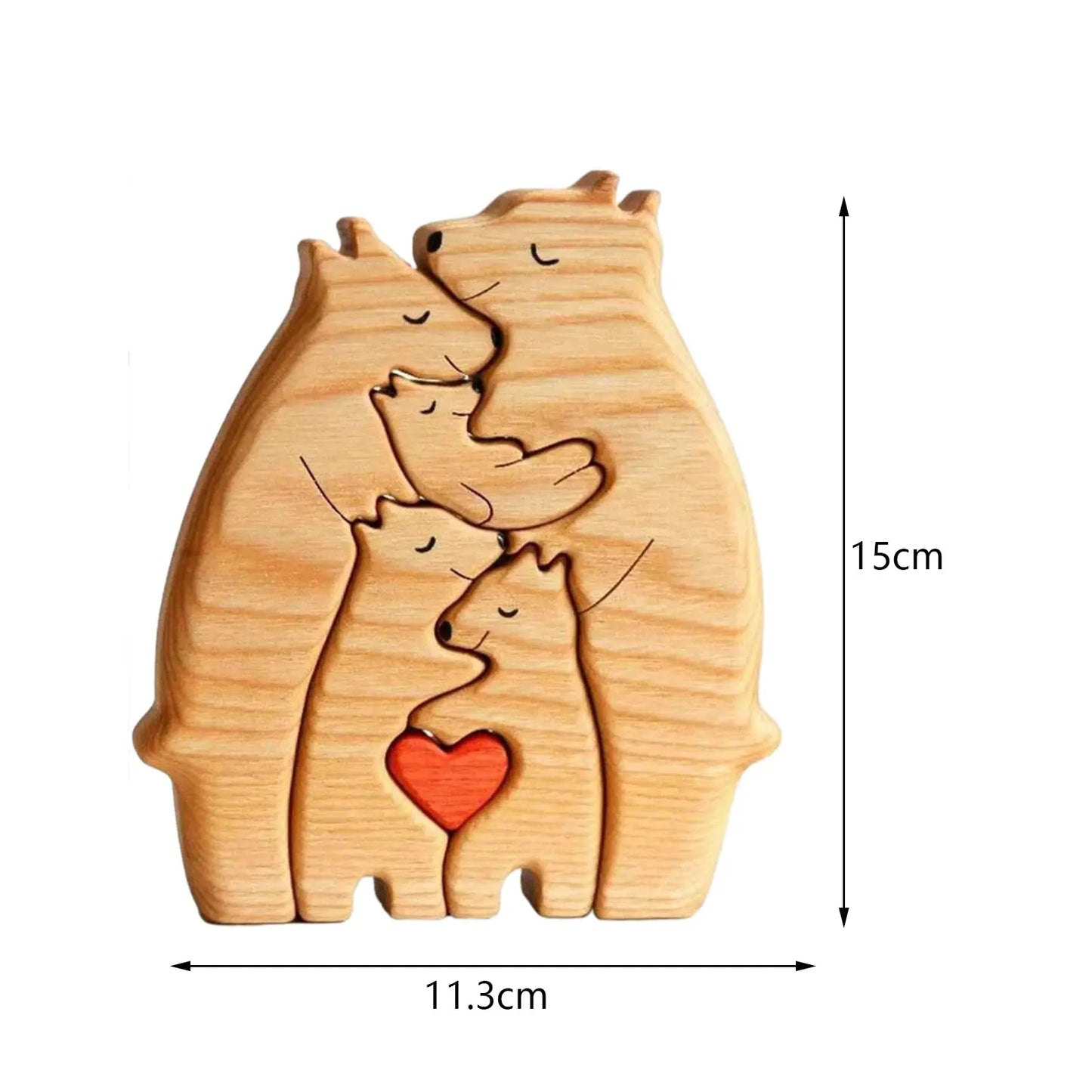 Bear Family Wooden Puzzle Decor