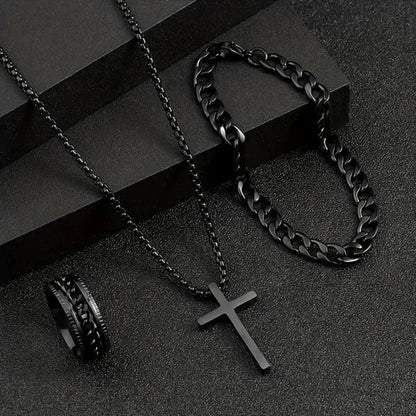 Punk Cross Jewelry Set Men