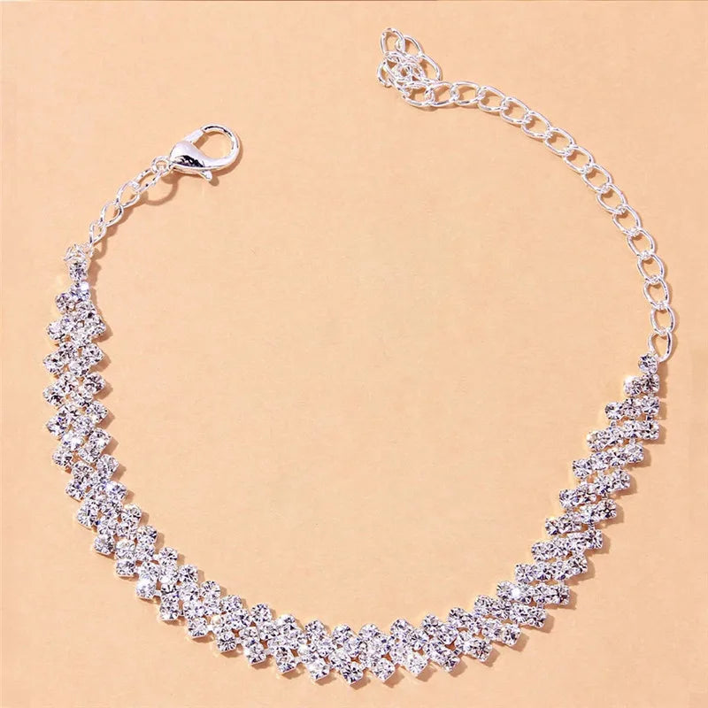 Silver Zirconia Anklet Bracelet