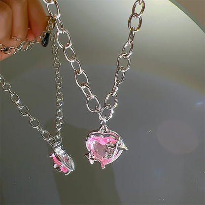 Y2K Pink Heart Necklace