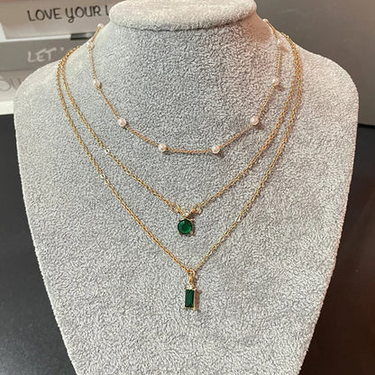 Stacked Emerald Green Necklace