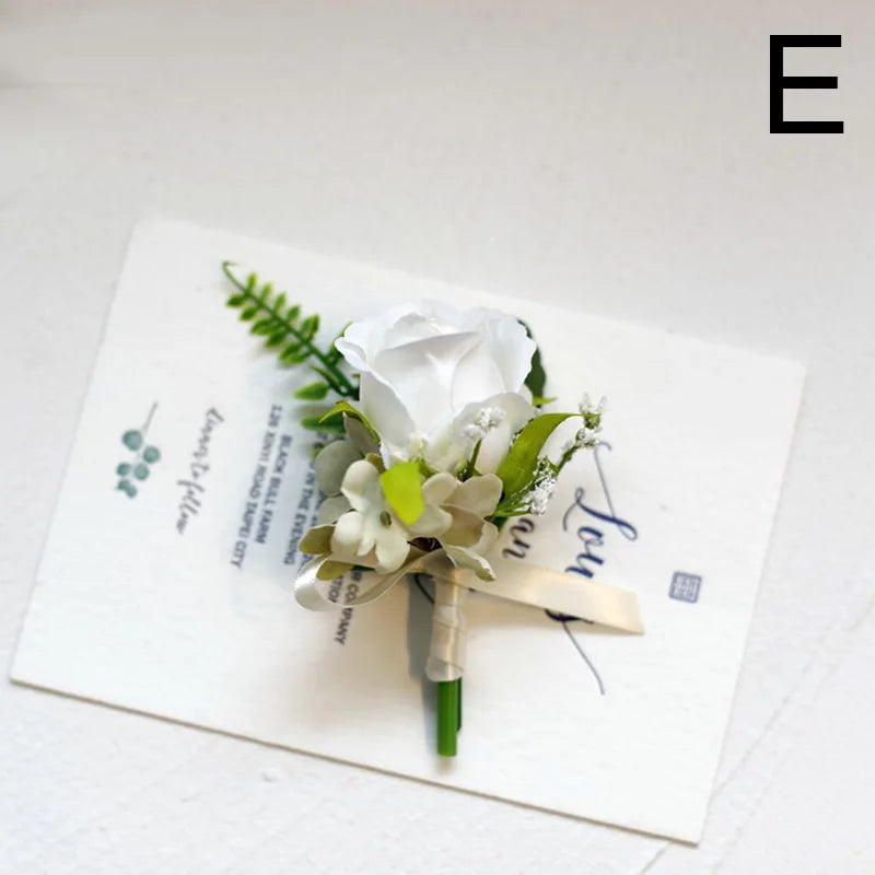 Silk Rose Wedding Boutonniere Pin