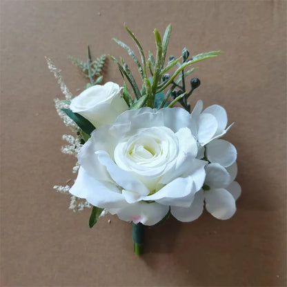 Beige Artificial Rose Wedding Boutonniere