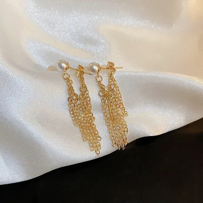 Gold Geometric Oval Zircon Earrings