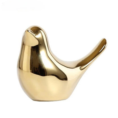 Nordic Ceramic Gold Bird Figurine