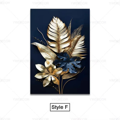 Luxury Black Gold Leaves Canvas