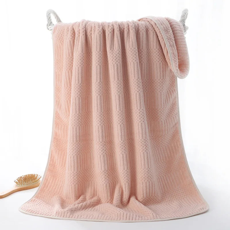 Striped Coral Velvet Hand Towels