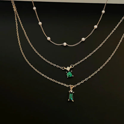 Stacked Emerald Green Necklace