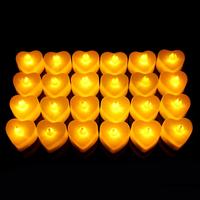 Pack of 12 LED Heart Tealights