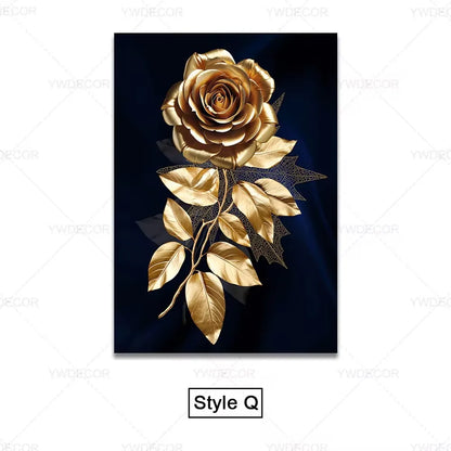 Luxury Black Gold Leaves Canvas