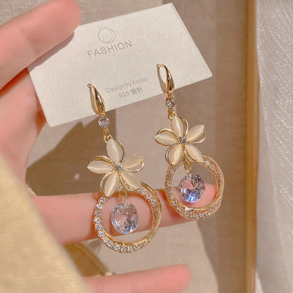 Crystal Flower Dangle Earrings