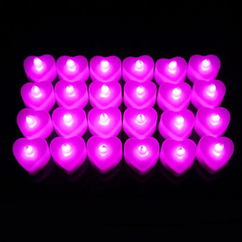 Pack of 12 LED Heart Tealights