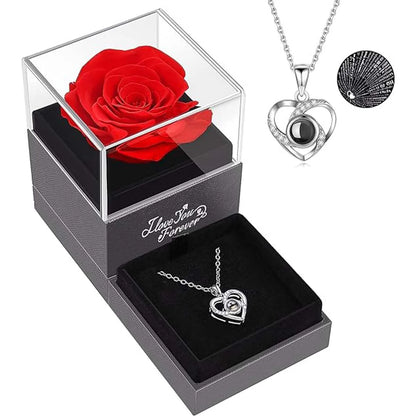 Necklace Gift Box with Rose Keepsake